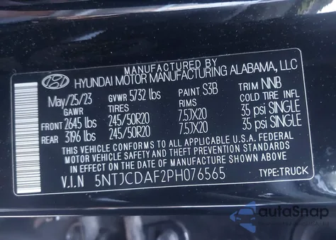 2023 Hyundai Santa Cruz Night из США, поврежденный, VIN 5NTJCDAF2PH076565